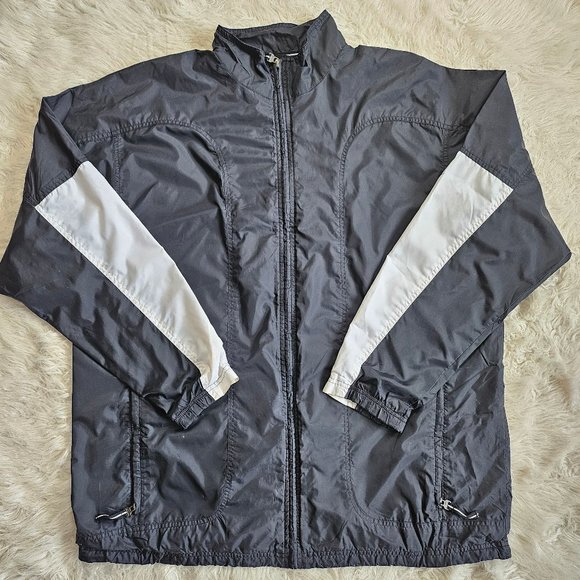Vintage Nike Men's Black and White Full Zip Windbreaker Jacket Size XL - Picture 2 of 10